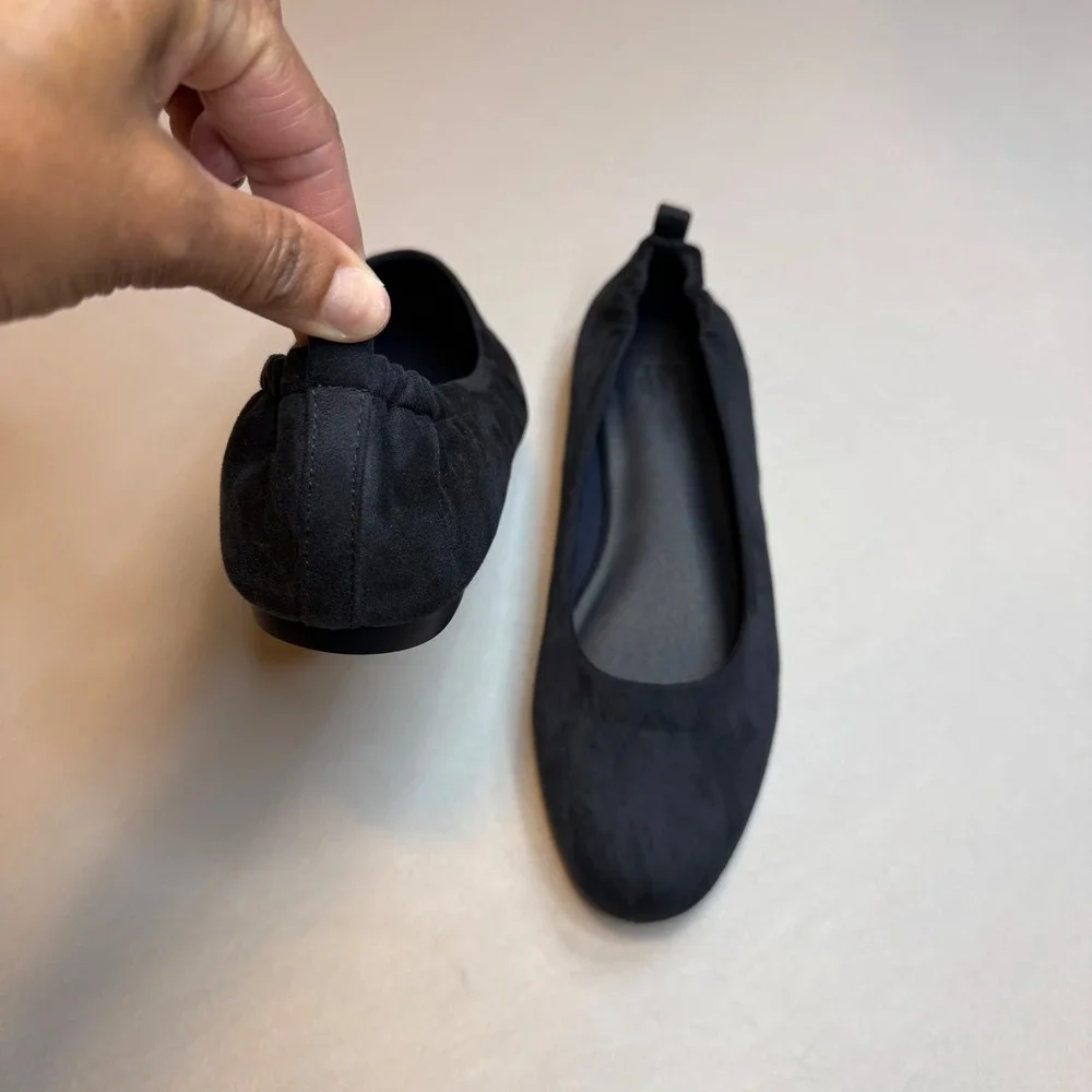 GAP NEW Womens Navy Blue Suede Ballet Flats Elastic Heel Slip On Shoes 8 Work